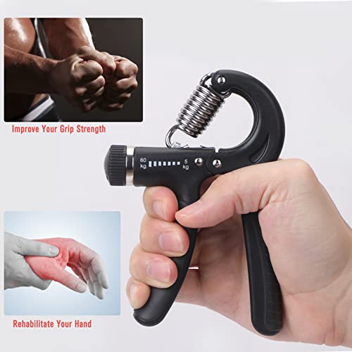 FYY Grip Strength Trainer, 2 Pack Hand Grip Strengthener with Adjustable Resistance 11-130 lbs Hand Exerciser for Forearm Strength Muscle Building and Injury Recover Black+Red