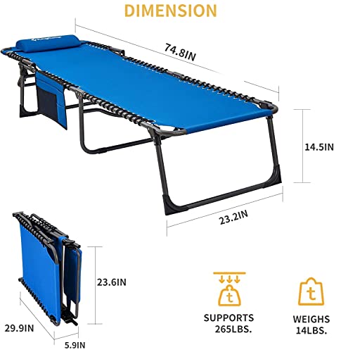 KingCamp Lounge Chair, 74.8''x23.2''x14.5, Blue
