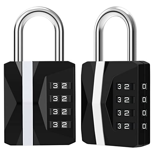 Diyife® 2 Pack Combination Padlock, 4 Digit Metal Combination Lock Waterproof, Steel Plated Clasp & High Security, Resettable Outdoor Lock for Gate, Garage, Gym, Locker, Drawer - Black