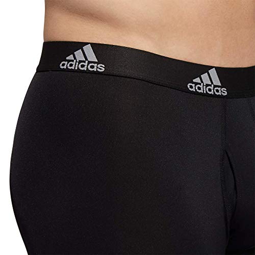 adidas Men's Performance Long Boxer Brief Underwear (3-Pack), Black/Light Onix Grey, Medium
