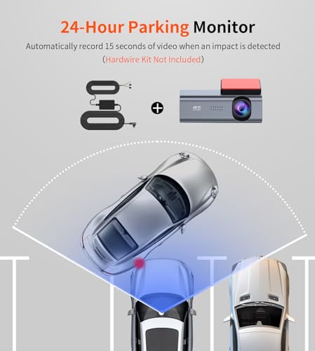 Cosuvow Dash Cam 4K Front Dash Camera for Cars 2160P WiFi Dashcam with APP 24 Hours Parking Mode WDR Free 32G Card G-Sensor Loop Recording Night Vision
