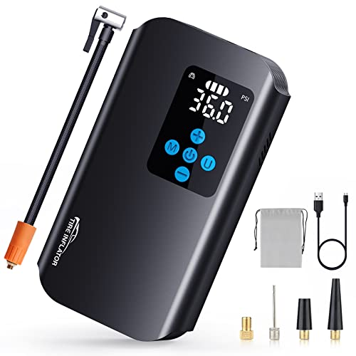Nulksen Tire Inflator Portable Air Compressor, 150 PSI Cordless Air Pump for Car Tires with 7800mAh Battery, Tire Pump with Pressure Gauge for Car Bicycle Motorcycle Ball, Electric Bike Pump