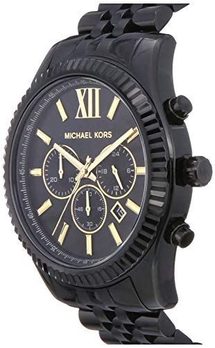 Michael Kors Men's Lexington Stainless Steel Analog-Quartz Watch with Stainless-Steel Strap, Black, 22 (Model: MK8603)
