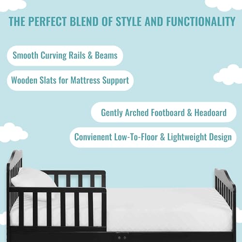 Dream On Me Classic Design Toddler Bed in Black, Greenguard Gold Certified