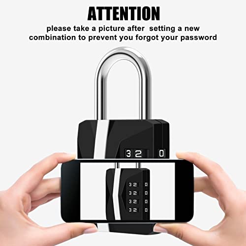 Diyife® 2 Pack Combination Padlock, 4 Digit Metal Combination Lock Waterproof, Steel Plated Clasp & High Security, Resettable Outdoor Lock for Gate, Garage, Gym, Locker, Drawer - Black