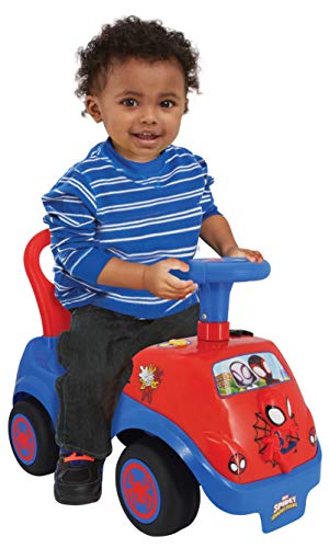 Kiddieland: Spidey Team Activity, Ride-On, Lively Sounds and Has Flashing Lights, Interactive Dashboard with Exciting Sounds, Colorful Flashing Lights
