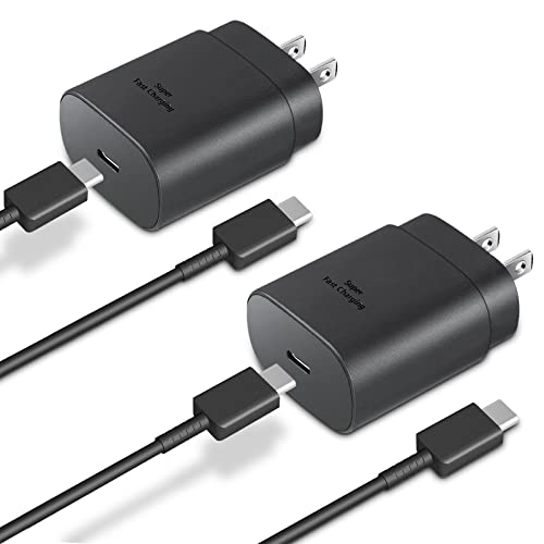 25W Type C Super Fast Charger with 6FT USB C to C Charger Cable Compatible with Samsung Galaxy S23 Ultra/S23/S23+/S22/S22 S21 S20 Ultra/S22+/S21+/ Ultra/S20/S20+/, 2PacK