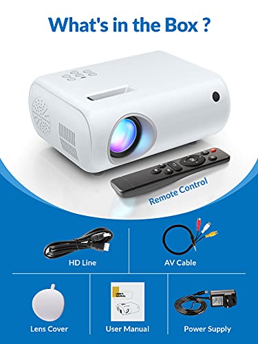 Mini Projector, CLOKOWE 2023 Upgraded Portable Projector with 9000 Lux and Full HD 1080P, Movie Projector Compatible with iOS/Android Phone/Tablet/Laptop/PC/TV Stick/Box/USB Drive/DVD/Game Console
