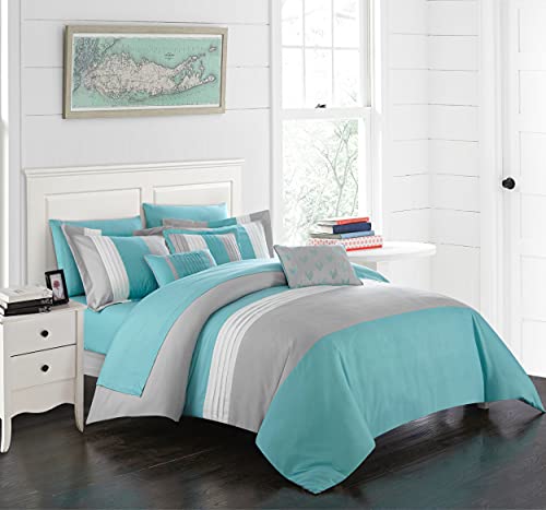 Chic Home Eyelet Comforter Set, Twin, Turquoise
