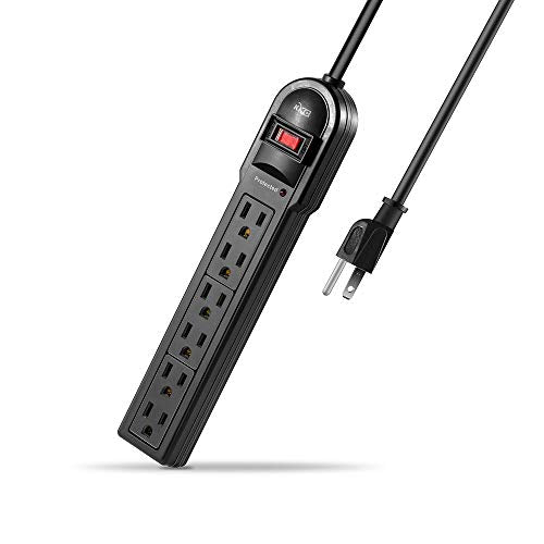 KMC 6-Outlet Surge Protector Power Strip 4-Pack, Overload Protection, 2-Foot Cord, 600 Joule