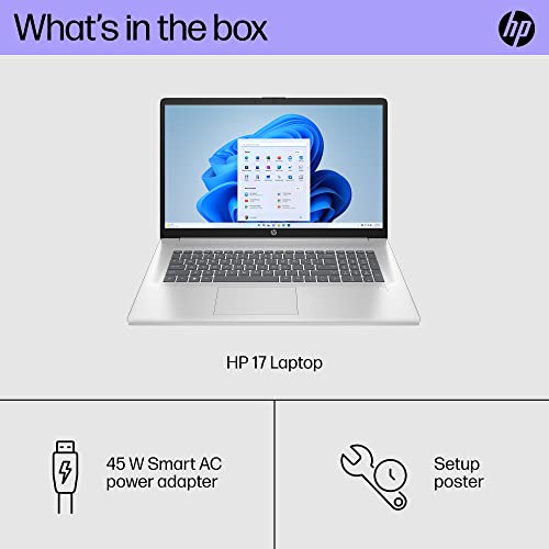 HP 17.3-inch Laptop, 11th Generation Intel Core i5-1135G7, Intel Iris Xe Graphics, 8 GB RAM, 512 GB SSD, Windows 11 Home (17.3-cn0026nr,Natural Silver)