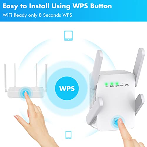 MEESTORY WiFi Extenders Signal Booster for Home, Extender, 2023 Newest and Amplifier up to 8470Sq.ft, Internet Booster, Repeater with Ethernet Port & Access Point, 1-Tap Setup, 2.4GHz, Green