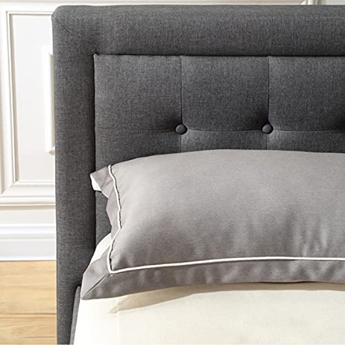 Classic Brands Mornington Upholstered Platform Bed | Headboard and Metal Frame with Wood Slat Support, Full, Grey