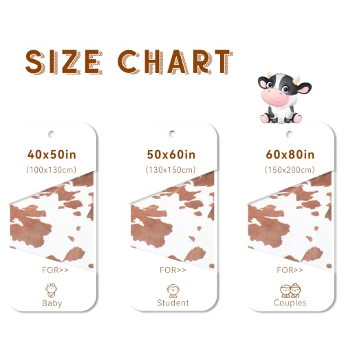 Cow Print Blanket All-Season Fleece Plush Flannel Brown Blankets and Throws Soft Warm Cute Cozy Baby Blanket Lightweight Fuzzy Cow Print Throw Blanket for Toddler Girls Boys Bed Sofa Couch 40x50 inch