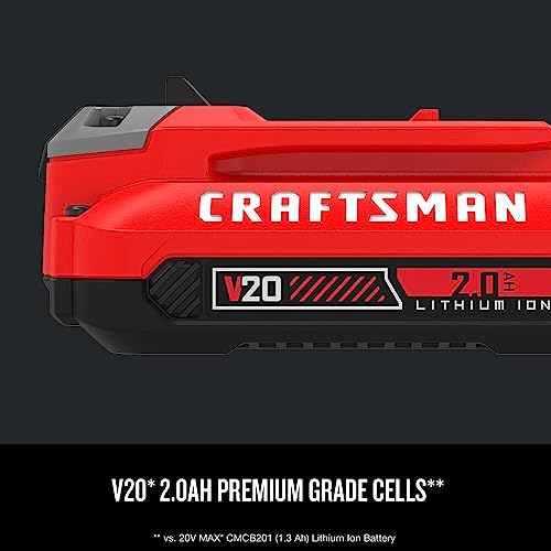 Craftsman V20 Lithium Ion Battery, 2.0-Amp Hour, 2 Pack (CMCB202-2)