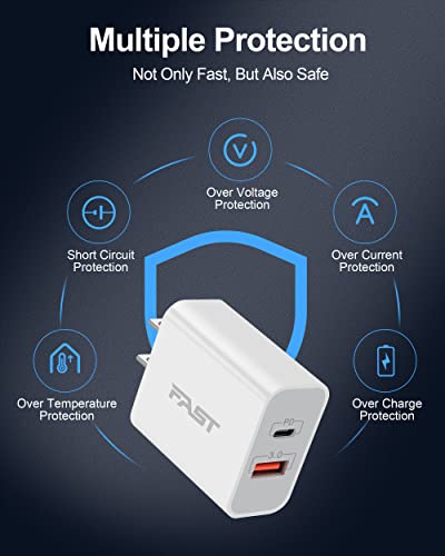 iPhone 15/15 Pro Max Charger, 3-Pack 20W Dual Port Type C Fast Wall Charger Block Power Adapter with 10FT Long USB C to USB C Cable for iPhone 15/15 Plus/15 Pro/15 Pro Max, iPad Pro/Air/Mini, AirPods