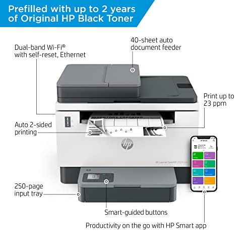 HP LaserJet-Tank MFP 2604sdw Wireless Black & White Printer Prefilled With Up to 2 Years of Original HP-Toner (381V1A)