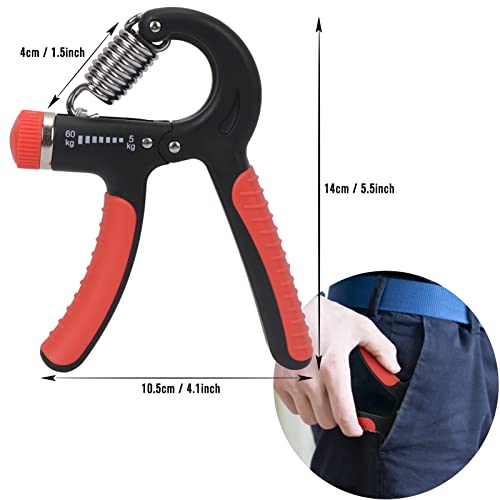 FYY Grip Strength Trainer, 2 Pack Hand Grip Strengthener with Adjustable Resistance 11-130 lbs Hand Exerciser for Forearm Strength Muscle Building and Injury Recover Black+Red
