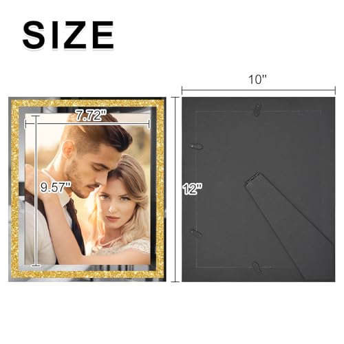 Egofine 8x10 Picture Frames Set of 4, Glass Picture Frames Gold Crystal with Silver Edge Wedding Photo Frames for Tabletop Display Vertically or Horizontally