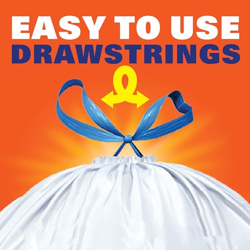 Hefty Strong Tall Kitchen Trash Bags, Unscented, 13 Gallon, 90 Count, White,Packaging may vary