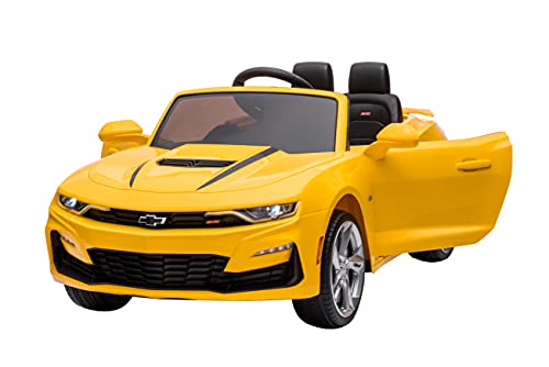 DAKOTT Kids Ride On Sports Car, 12V Battery Powered Chevy Camaro w/Parent Remote Control, Bluetooth, Horn, Music & Headlights Taillights for 3-6 Years