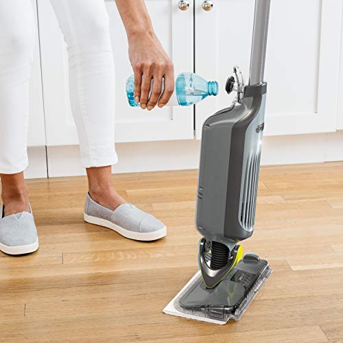 Shark VM252 VACMOP Pro Cordless Hard Floor Vacuum Mop with LED Headlights, 4 Disposable Pads & 12 oz. Cleaning Solution, Charcoal Gray