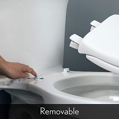 Mayfair Molded Wood Toilet Seat with Easy-Clean & Change Hinges, Elongated, White, 1844EC 000