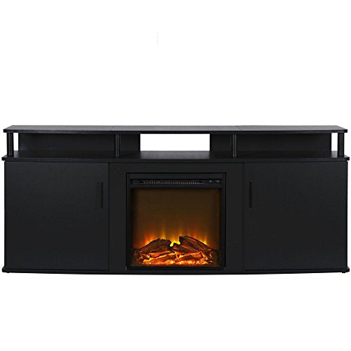 Ameriwood Home Carson Electric Fireplace TV Console for TVs up to 70", Black