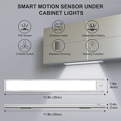 LED Motion Sensor Cabinet Light, Under Cabinet Lights, Wireless USB Rechargeable Kitchen Night Lights, Stick-on Anywhere Battery Powered Operated Light, 35-LED Light for Stairway Wardrobe, Closets