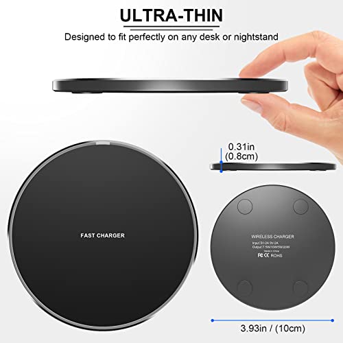 Fast Wireless Charger, 10W Max Wireless Charging Pad for iPhone 13/13 Pro/13 Pro Max/13 Mini/12/SE/11/X/XR/8, Samsung Galaxy, AirPods/AirPods Pro, Huawei Mate 20 Pro/Mate 30/P50 (No AC Adapter)