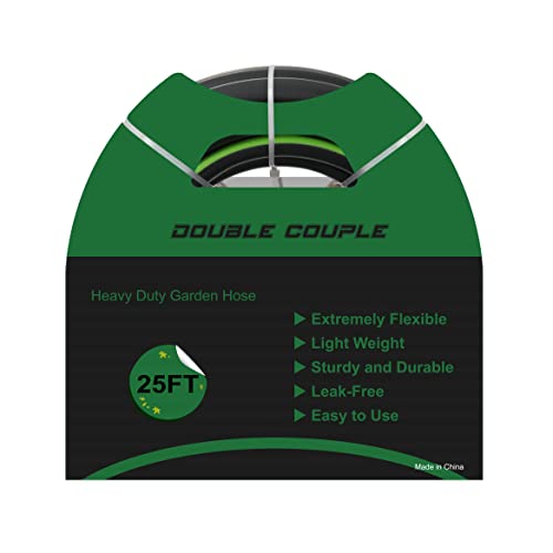 Heavy Duty Garden Hose 5/8" Super Flexible Water Hose with 10 Function Sprayer Nozzle 3/4" Solid Fittings Leakproof Hose 450 Burst PSI Watering Pipe Car Wash (25FT, Black+Green)