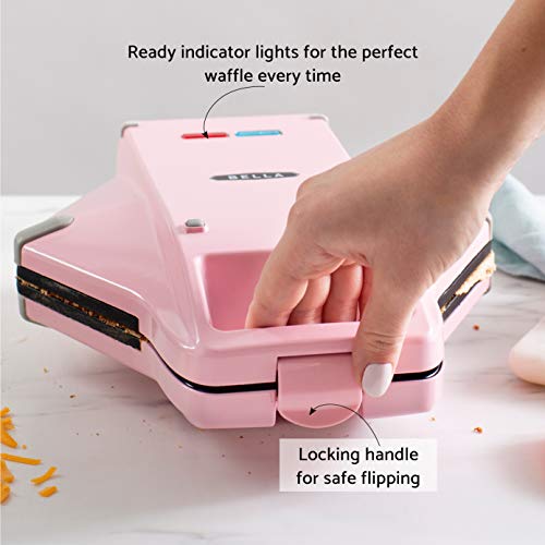 BELLA Bubble Waffle Maker for Hong Kong Style Breakfast Dessert 9" Waffles, Non-stick Iron Plates for Easy Cleaning and Food Release, Cone Rack Included, Pink