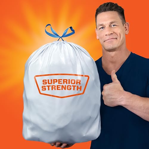 Hefty Strong Tall Kitchen Trash Bags, Unscented, 13 Gallon, 90 Count, White,Packaging may vary
