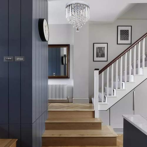 Nobranded Mini Crystal Chandelier Flush Mount Ceiling Light for Bedroom, Hallway, Bar, Kitchen, Bathroom Pendant Lamps
