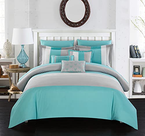 Chic Home Eyelet Comforter Set, Twin, Turquoise