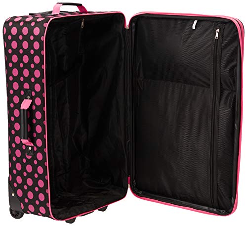 Rockland Fashion Softside Upright Luggage Set, Black/Pink Dot, 4-Piece (14/19/24/28)