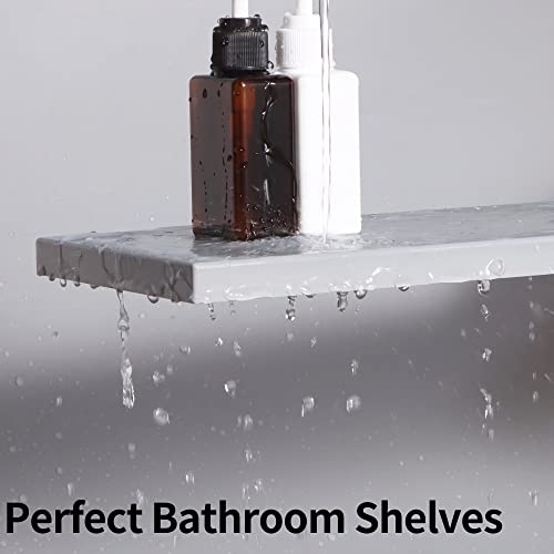 Fun Memories Floating Shelves for Wall Set of 3, Modern Grey Wall Mounted Shelves for Home Decor Storage, Floating Book Shelf Bathroom Shelf with Visible Bracket
