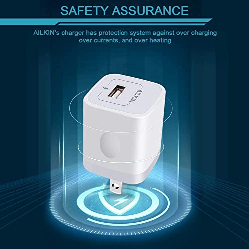iPhone Charger Box, USB Block, 4 Pack Single USB Port Power Adapter for Apple iPhone, Samsung Galaxy, Google Pixel, USB Cube Wall Plug USB Outlet Multi Travel USB Ac Cargador Charging Blocks 1a White