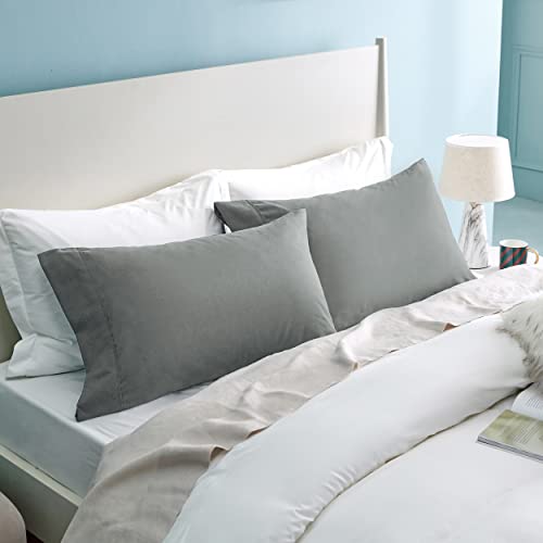 Bedsure Queen Pillow Cases Set of 2 - Dark Grey Brushed Microfiber Pillowcase 2 Pack, Super Soft and Cozy Pillow Case Covers with Envelop Closure, 20x30 Inches