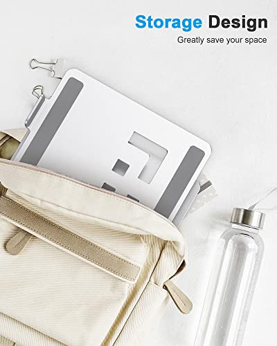 OMOTON Adjustable Laptop Stand for Desk, Ergonomic Computer Stand, Portable Laptop Riser for Standing Height up to 20" Compatible with MacBook Air/Pro, Dell and All Laptops 10-17 inch, Silver