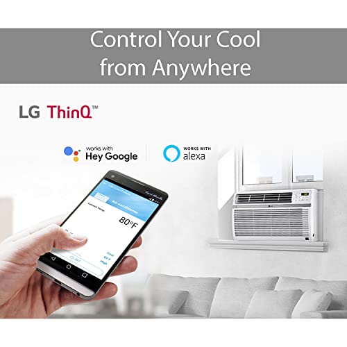 LG 10,000 BTU Smart Window Air Conditioner, Cools up to 450 Sq. Ft, Smartphone and Voice Control Works ThinQ, Amazon Alexa and Hey Google, Energy Star, 3 Cool & Fan Speeds, 115V, White