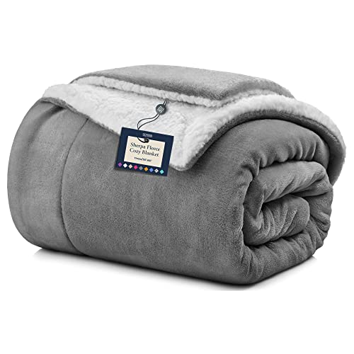 BELADOR Throw Blanket - Fleece Blankets 50"x60" - Soft Blanket with Sherpa Reverse Fluff - Travel Blanket for Bed, Anti-Static Blankets & Throws - Plush Lightweight Blanket, Cozy Fuzzy Couch Blanket