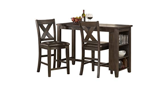 Hillsdale Furniture Spencer Dining Table, 3 Piece, Dark Espresso (Wire brush)