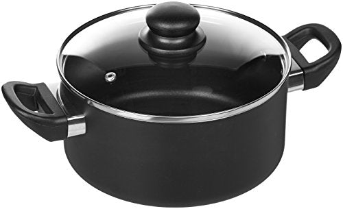 Amazon Basics Non-Stick Cookware Set, Pots and Pans, 8-Piece Set, Black