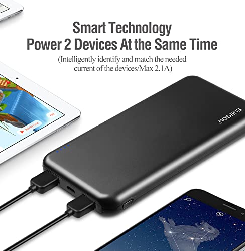 ENEGON 2-Pack Portable Charger Power Bank 10000mAh, The Phone Charger Battery with USB C Input and Dual USB Output for iPhone 14, iPad, Galaxy S22, Pixel, Tablets and etc