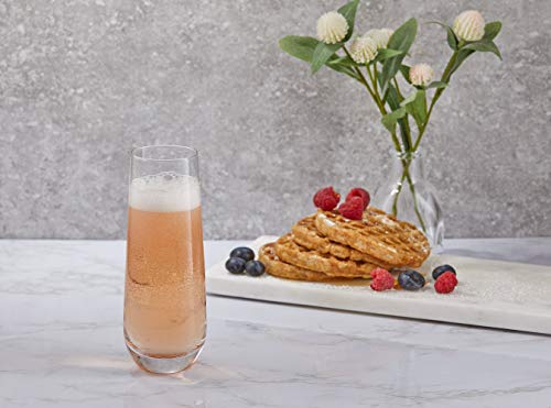 JoyJolt Milo Stemless Champagne Flutes Set of 8 Crystal Glasses. 9.4oz Champagne Glasses. Prosecco Wine Flute, Mimosa Glasses Set, Cocktail Glass Set, Water Glasses, Highball Glass, Bar Glassware