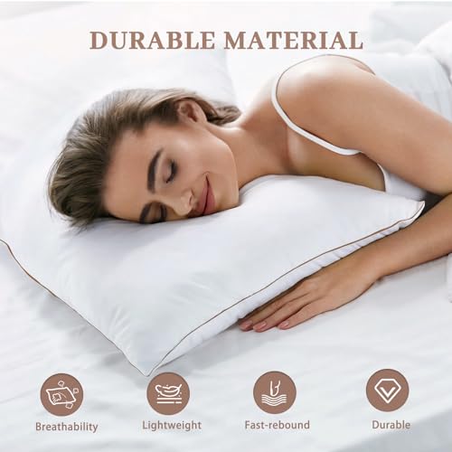 Bafode Bed Pillows Feather and Polyesterfor Sleeping 2 Pack Standrad Size Set of 2 for Sleeping White Pillow Insert Soft Hotel Pillows 20x26