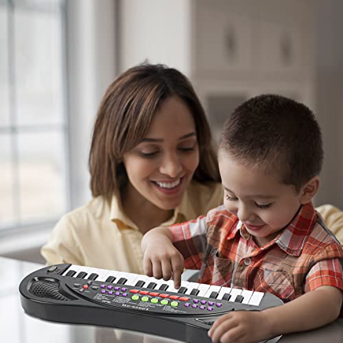EOOLEOW Kids Piano, 32 Keys Multifunction Keyboard Piano for Kids - Children Early Learning Educational Music Piano Toys for 3 4 5 6 7 8 Year Old (Black)