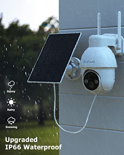 Rebluum Security Camera Wireless Outdoor, 2K Solar ,Battery Powered 360°PTZ Security Camera,Color Night Vision,PIR Motion Detection,2-Way Audio,Compatible with Alexa