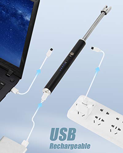 NESAPTO Electric Lighter, Candle Lighter Rechargeable Long Lighter with Flexible Neck LED Battery Display, USB Plasma Flameless Lighter for Candle Camping Grill Fireworks
